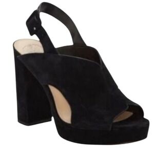 VINCE CAMUTO Women's Jeangel Suede Block-heel‎ Mules, Black, Size 9